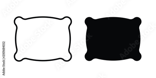 Pillow icon with line stroke and black silhouette style