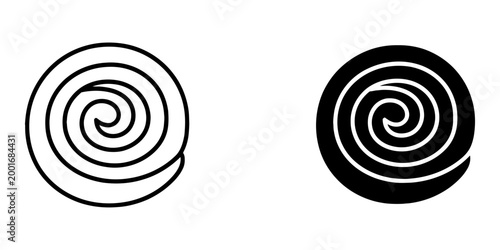 Cinnamon roll swirl pastry icon featuring baked sweet dough spiral shape design for bakery menu branding isolated vector graphic element representing delicious dessert snack treat food illustration.