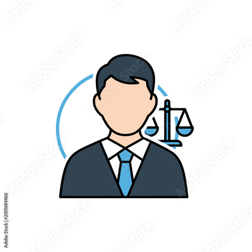 Lawyer Icon with Scales of Justice, Legal Profession Symbol