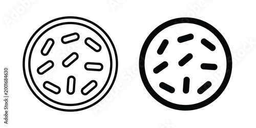 Probiotics bacteria icon with line stroke and black silhouette style