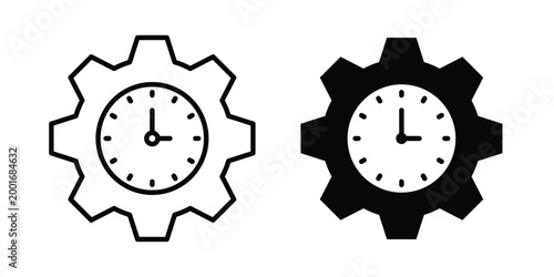 Productivity and efficiency icon with line stroke and black silhouette style