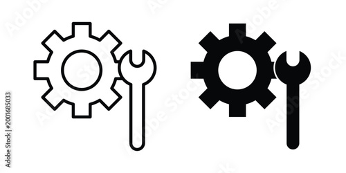 Repair icon with line stroke and black silhouette style