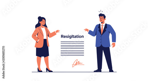Business resignation, employee quitting, job termination, office concept icons