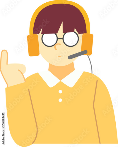 Young man use headphones on class