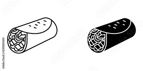 Burrito icon isolated on white background burrito food vector silhouette icon isolated on white background for design and web.