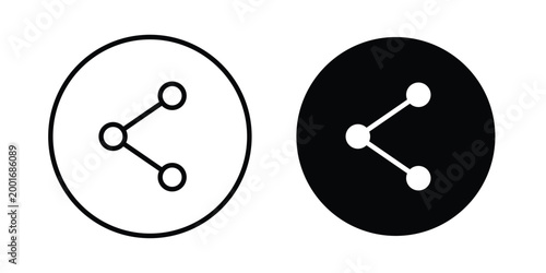 Share icon with line stroke and black silhouette style
