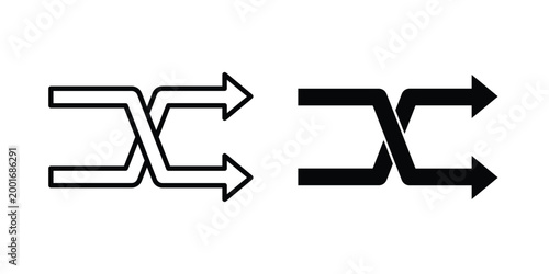 Shuffle arrow icon with line stroke and black silhouette style