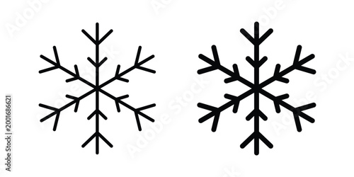 Snow icon with line stroke and black silhouette style