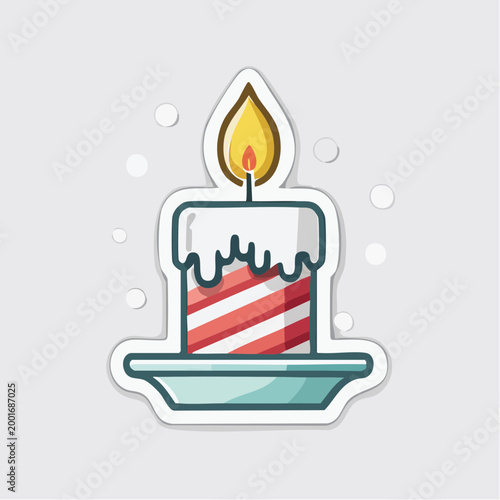 Illustration of a lit birthday candle with red and white stripes