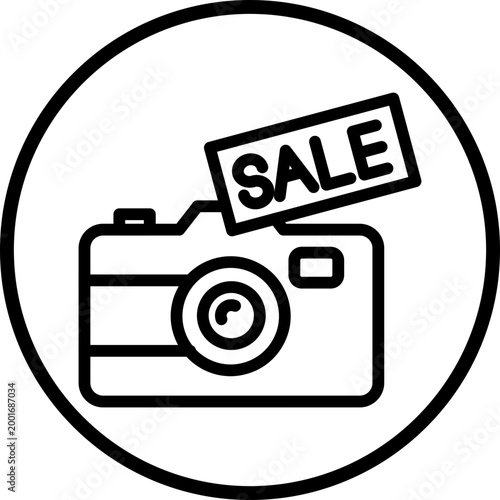 Camera Sale Line Icon Style