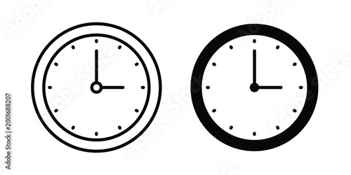 Time icon with line stroke and black silhouette style