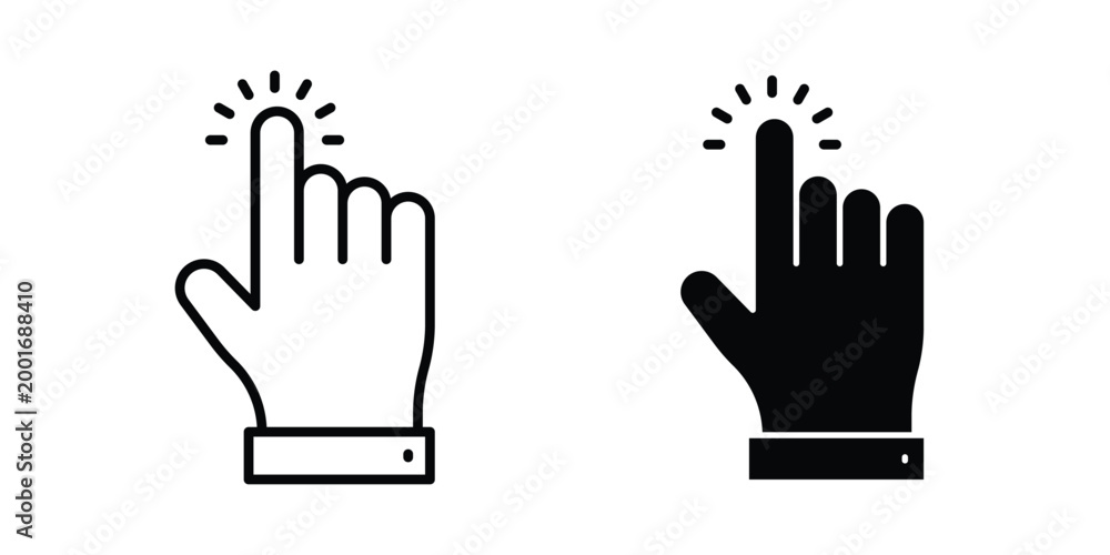 Obraz premium Touch icon with line stroke and black silhouette style