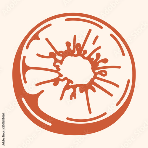 Kiwi. A hand-drawn kiwi with a distinct oval shape and a pattern of seeds radiating outward. Perfect for healthy eating graphics, recipe layouts, botanical sets, and collections of fresh produce