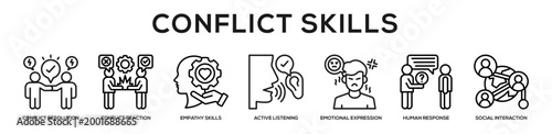 Conflict Skills web banner icon illustration concept