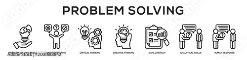 Problem Solving web banner icon illustration concept