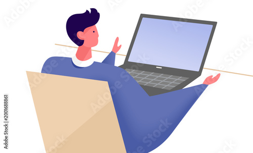 Man holding video conference via internet