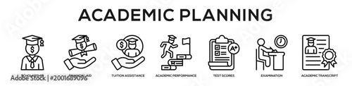 Academic Planning web banner icon illustration concept