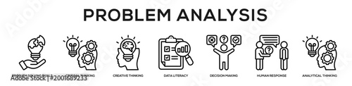 Problem Analysis web banner icon illustration concept
