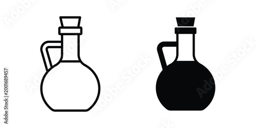 Vinegar icon with line stroke and black silhouette style