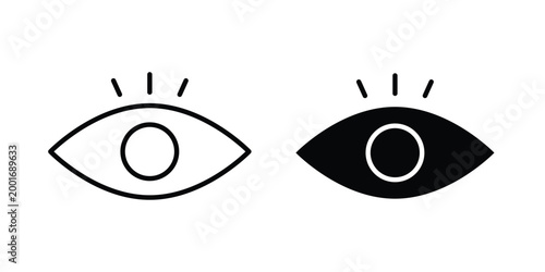 visibility icon with line stroke and black silhouette style