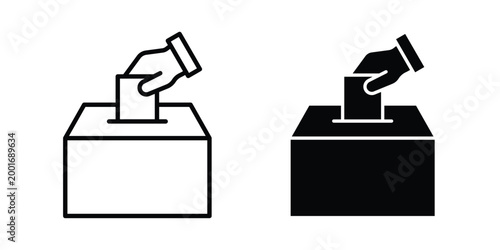 Vote icon with line stroke and black silhouette style