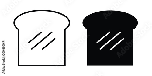 White bread icon with line stroke and black silhouette style