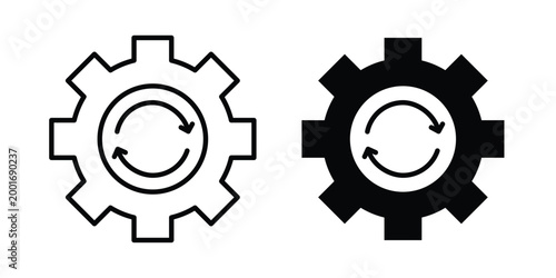 Workflow icon with line stroke and black silhouette style