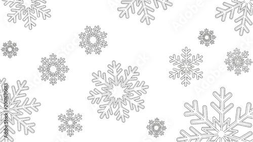2D AutoCAD illustrations of snowflakes falling gently outdoors