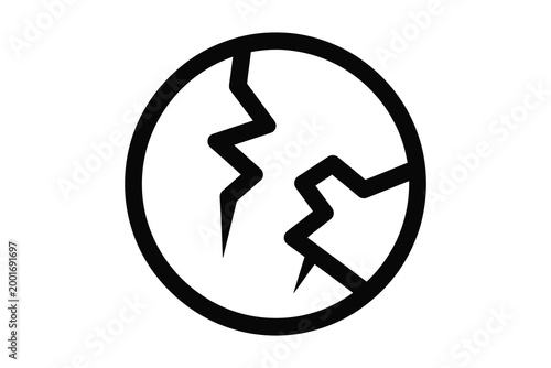 Minimalist cracked circle logo design with jagged fracture lines perfect for broken or damaged concept themes