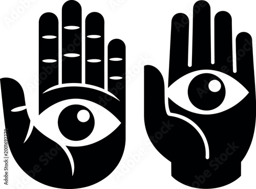 Mystical eye of providence hand symbols with all seeing eye black and white hidden knowledge mysticism esoteric spiritual providence intuition