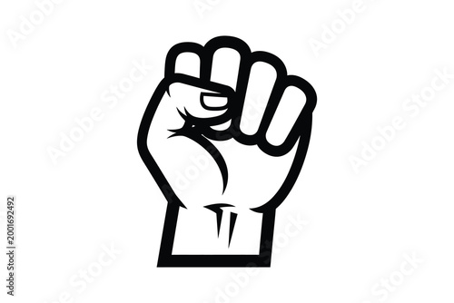 Powerful clenched fist with lightning bolt tattoo symbolizing strength unity and resistance vector illustration