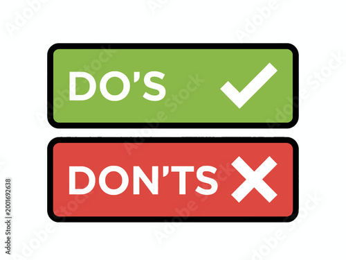 Do's and Don'ts buttons with checkmark and cross icons
