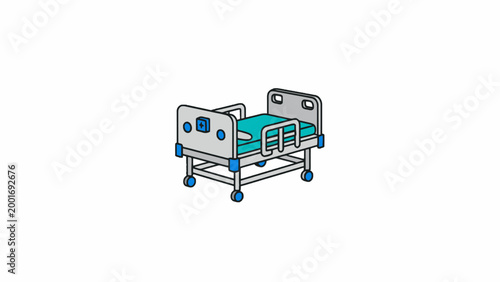 Hospital Bed Medical Equipment on White Background Vector Illustration