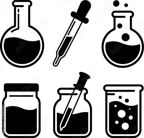 Laboratory equipment icons for science and chemistry experiments with test tube chemistry laboratory equipment experiment illustration research