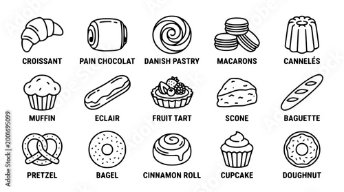 Vector illustration graphic design of various popular bakery pastry items
