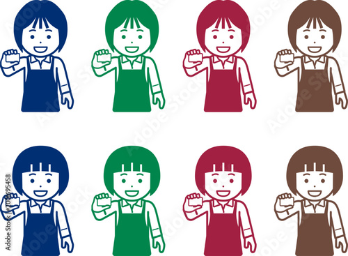 カードを持つエプロンの女性のアイコン
