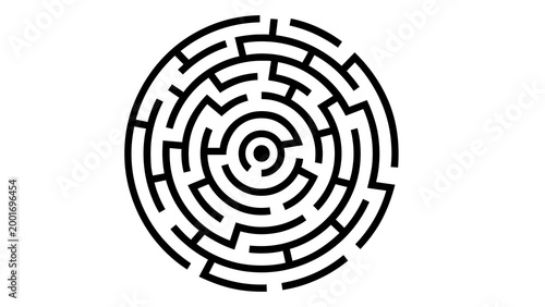 black and white labyrinth maze design vector illustration for puzzle games and mindfulness