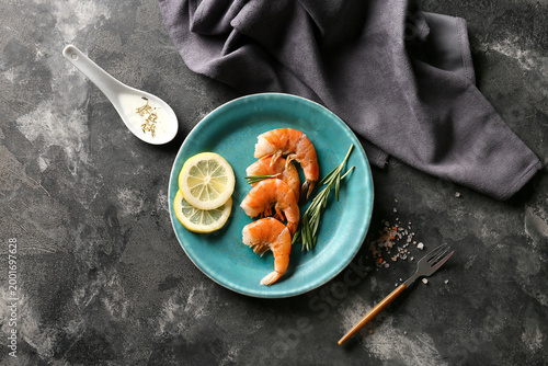 Plate with tasty boiled shr...