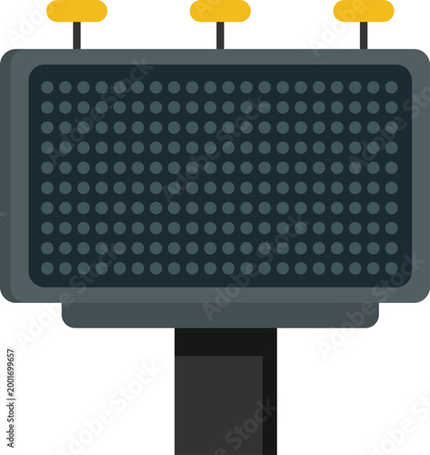 Flat Vector Illustration of a Digital LED Billboard with Spotlights for Outdoor Advertising. 