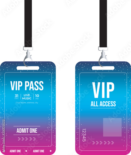 VIP Pass Badge Template Set with Gradient Background