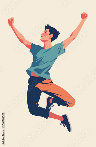 ragazzo uomo o donna che salta felice gioia improvvisa illustrazione vettoriale