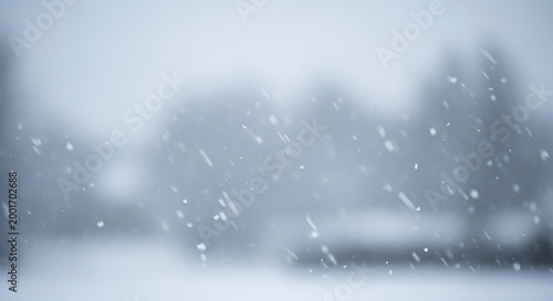 Blurry Winter Snowfall Outside Window