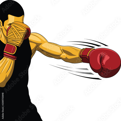 Dynamic illustration of a boxer delivering a powerful punch during a fight.