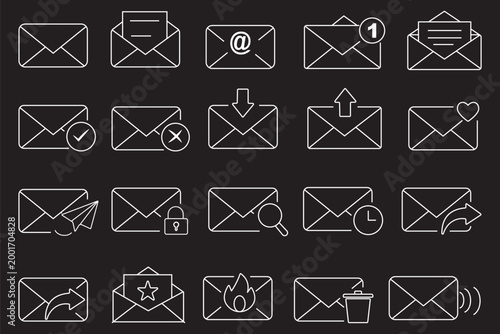 Contact icon. Includes call, email, message, livechat, missed call, address. Solid vector icon set.