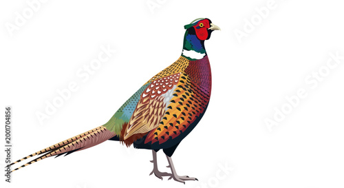 Colorful Pheasant Bird Standing Alone.