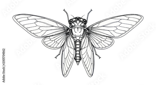 Detailed drawing of a moth insect.