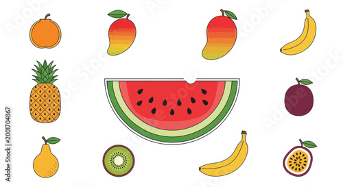 Fresh Fruit Slices and Pieces Display.
