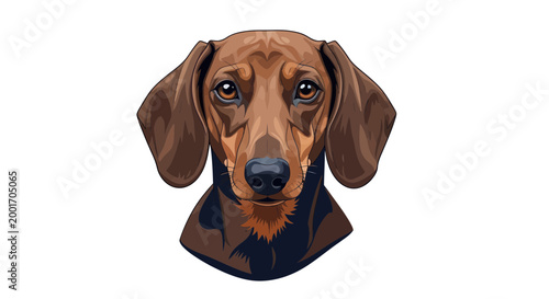 Brown Dachshund Dog Head Portrait.
