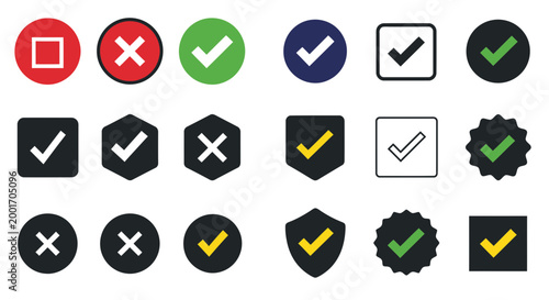Check mark icons and symbols.