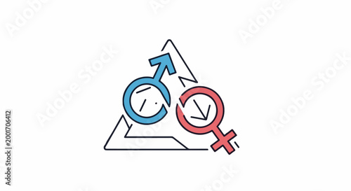 Male and female symbols form parts of a triangle with arrows indicating connection Free Download Male and female symbols form parts of a triangle with arrows indicating connection - GFXLoad